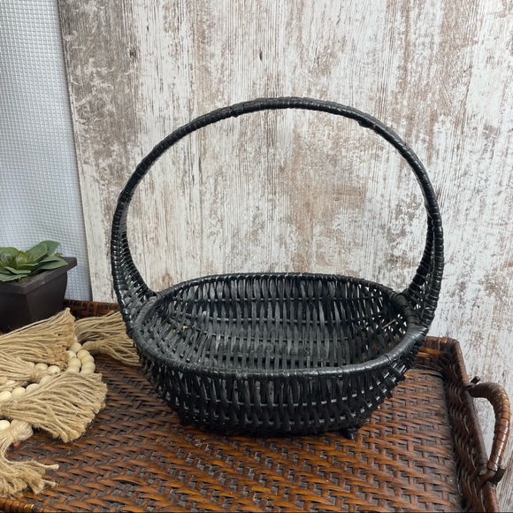 Vintage Other - Vintage Black Wicker Basket